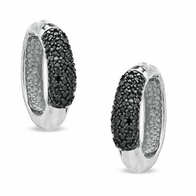 1/2 CT. T.w. Black Diamond Hoop Earrings in Sterling Silver