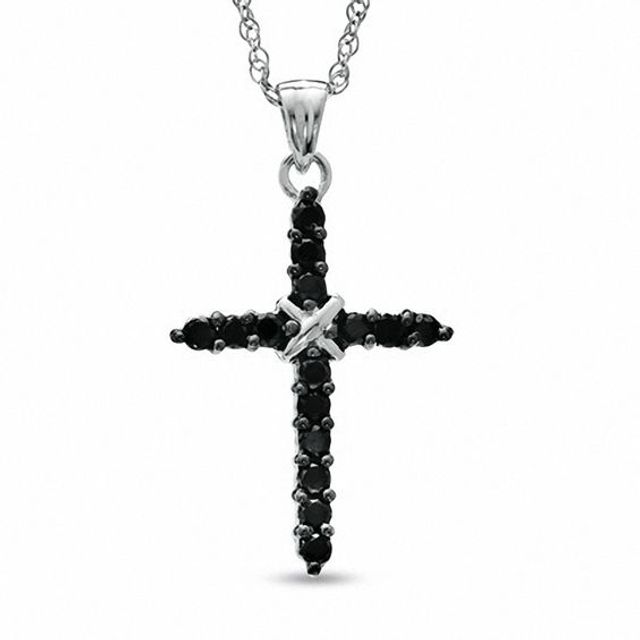 1/2 CT. T.w. Black Diamond Cross Pendant in Sterling Silver