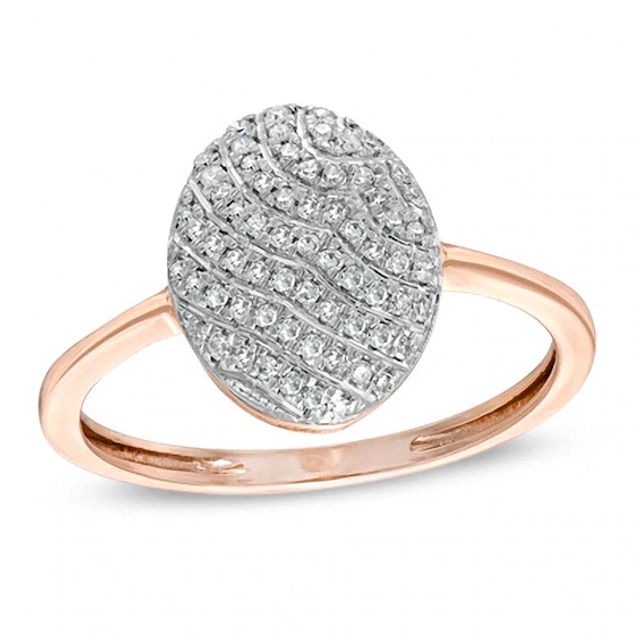 1/6 CT. T.w. Diamond Oval Striped Ring in 10K Rose Gold