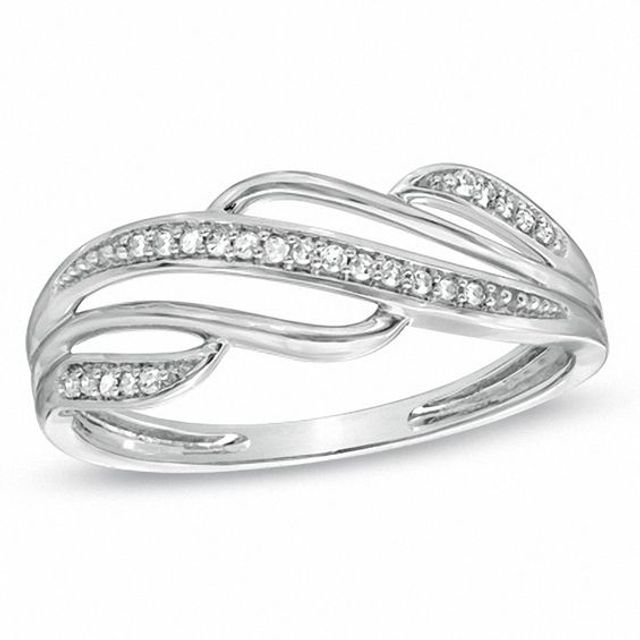Diamond Accent Split Waves Ring in 10K White Gold