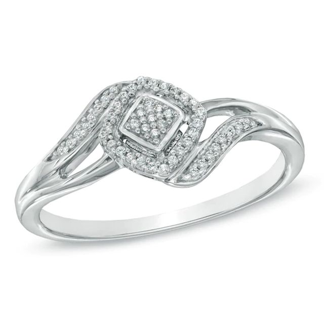 1/10 CT. T.w. Diamond Square Cluster Ring in Sterling Silver