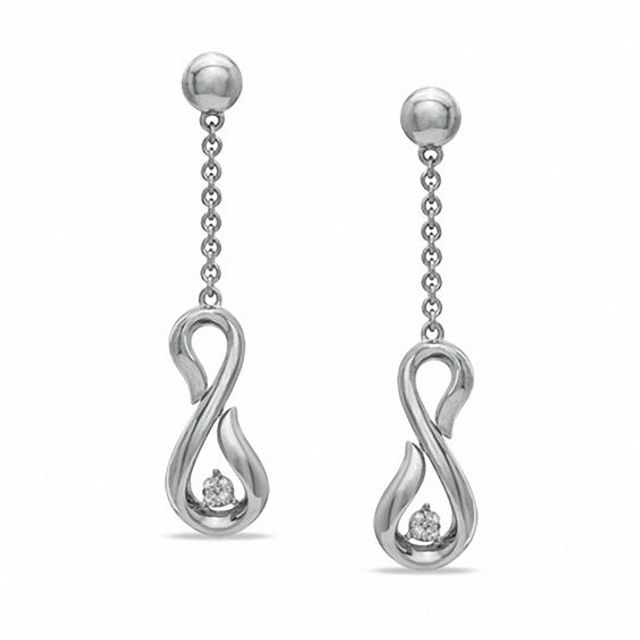 Diamond Accent Infinity Loop Drop Earrings in Sterling Silver