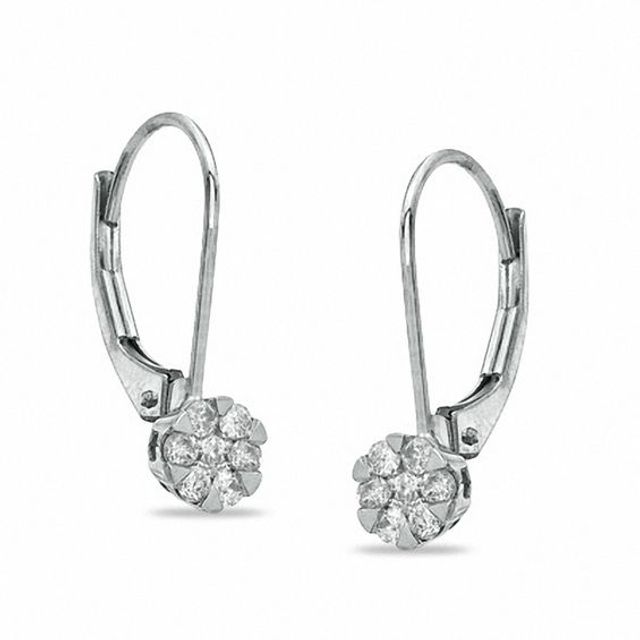 1/5 CT. T.w. Diamond Cluster Drop Earrings in 10K White Gold