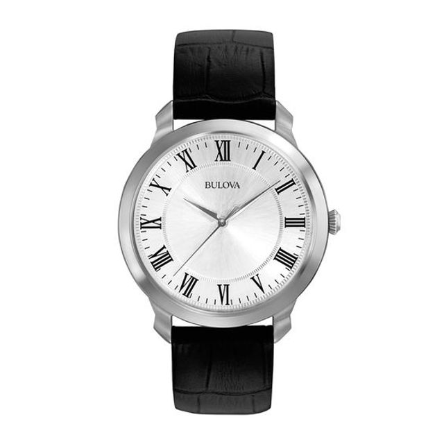 Men's Bulova Dress Collection Strap Watch with Silver-Tone Dial (Model: 96A133)