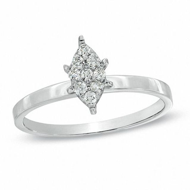 1/10 CT. T.w. Diamond Marquise Cluster Engagement Ring in 10K White Gold