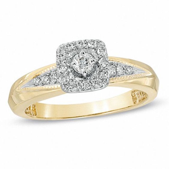1/4 CT. T.w. Diamond Square Frame Engagement Ring in 10K Gold