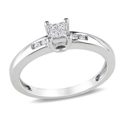 1/8 CT. T.w. Quad Princess-Cut Diamond Promise Ring Sterling Silver