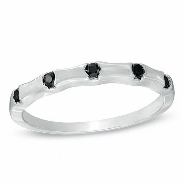 1/10 CT. T.w. Black Diamond Five Stone Anniversary Band in 10K White Gold