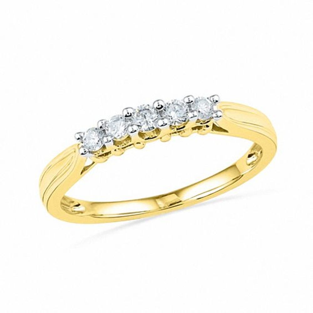 1/4 CT. T.w. Diamond Five Stone Wedding Band in 10K Gold