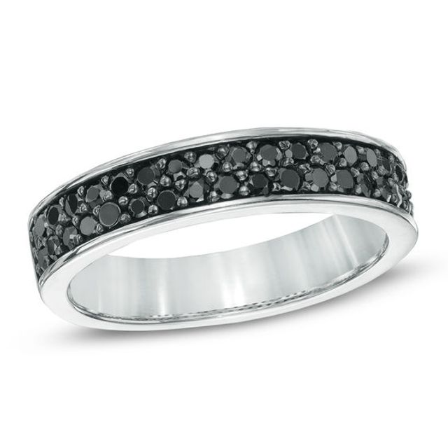 1/2 CT. T.w. Black Diamond Double Row Band in Sterling Silver