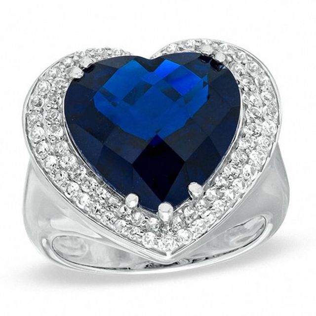 Heart-Shaped Swiss Blue Topaz & White Lab-Created Sapphire Ring Sterling  Silver | Kay