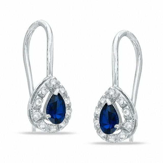 Pear-Shaped Lab-Created Blue and White Sapphire Earrings in Sterling Silver