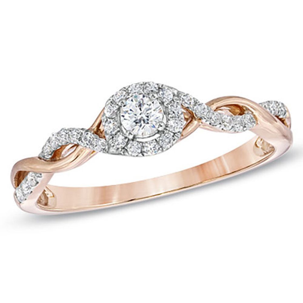 1/4 CT. T.w. Diamond Entwined Promise Ring in 10K Rose Gold