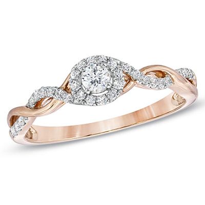 1/4 CT. T.w. Diamond Entwined Promise Ring in 10K Rose Gold