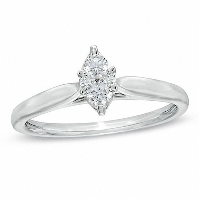 1/5 CT. T.w. Marquise Shaped Multi-Diamond Promise Ring in 10K White Gold