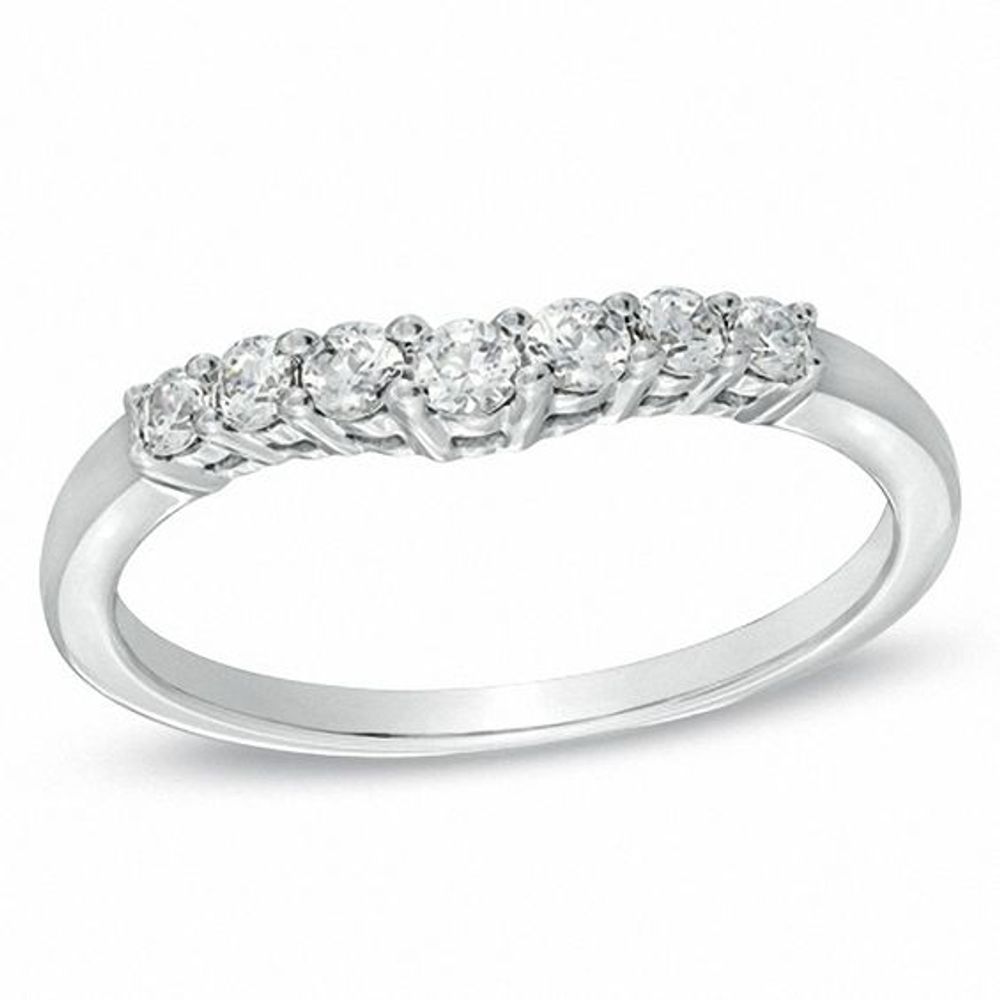 1/4 CT. T.w. Diamond Contour Wedding Band in 14K White Gold