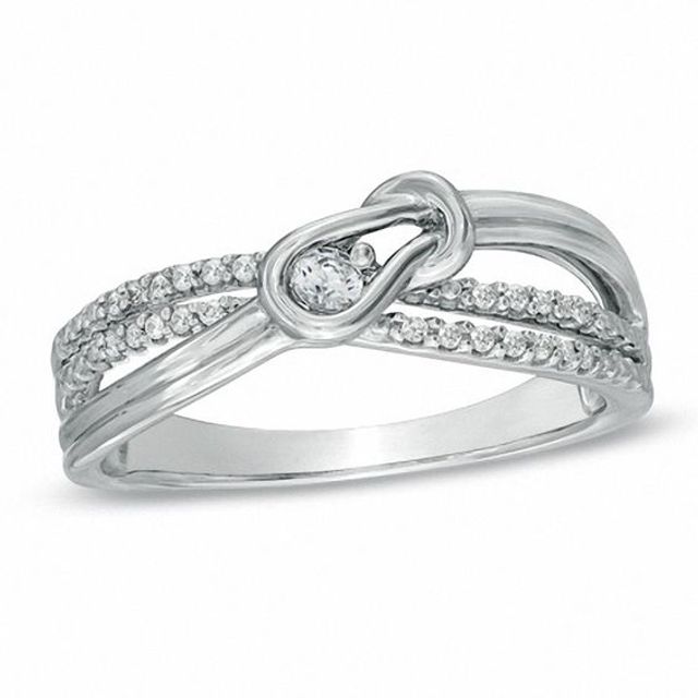 1/8 CT. T.w. Everlonâ¢ Diamond Knot Promise Ring in Sterling Silver