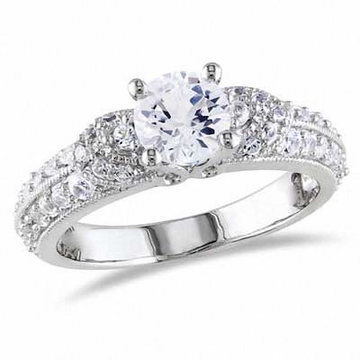 6.0mm Lab-Created White Sapphire Engagement Ring Sterling Silver