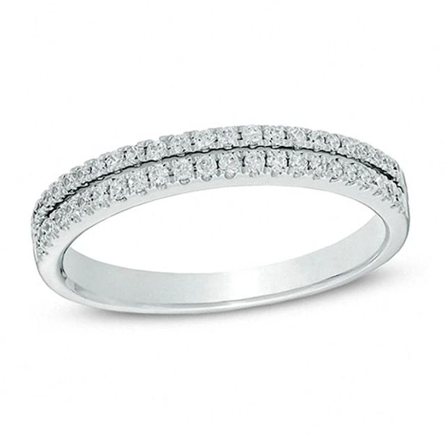 1/4 CT. T.w. Diamond Double Row Band in 14K White Gold