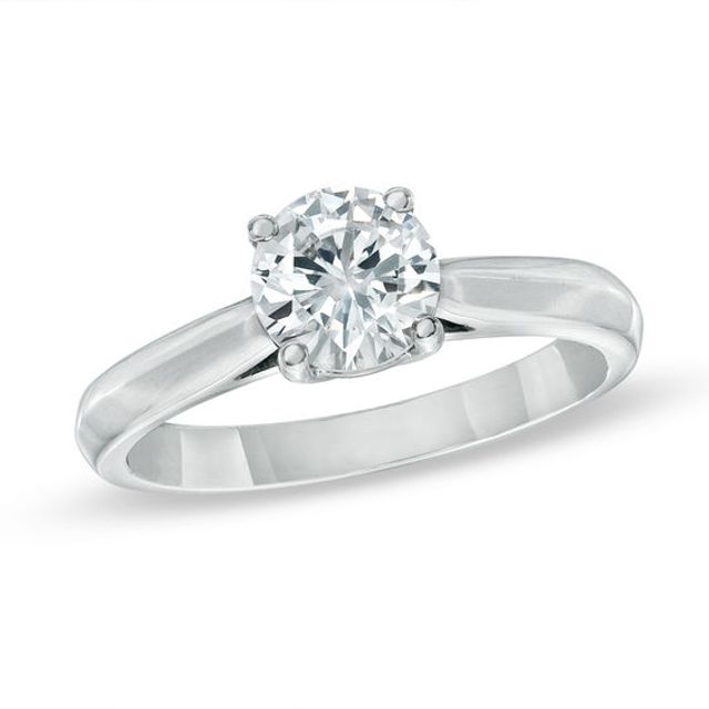 6.5mm Lab-Created White Sapphire Solitaire Ring in Sterling Silver