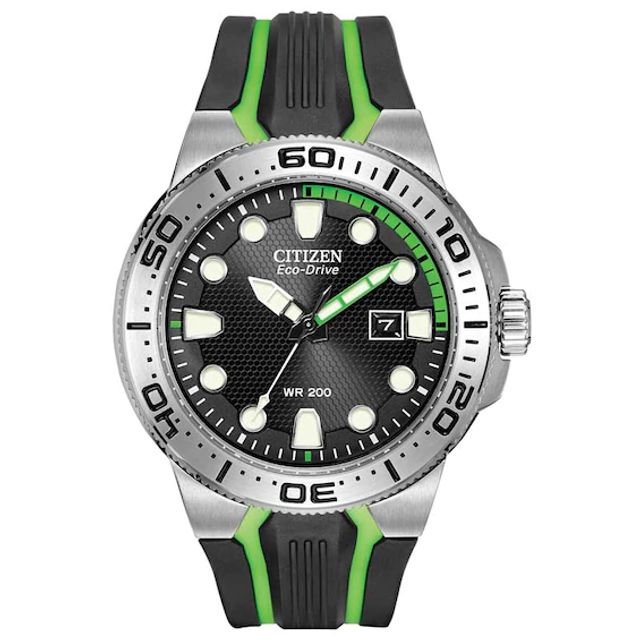 Men's Citizen Eco-DriveÂ® Scuba Fin Watch with Black Dial (Model: Bn0090-01E)