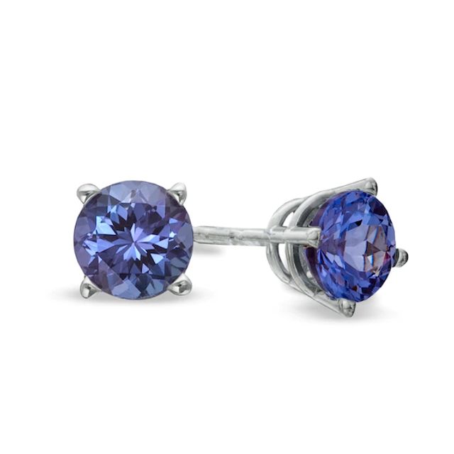 4.0mm Tanzanite Stud Earrings in 10K White Gold