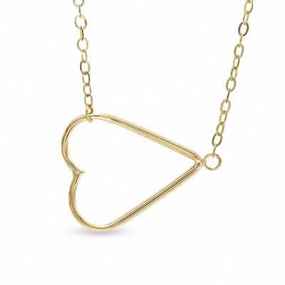 Sideways Heart Necklace in 10K Gold
