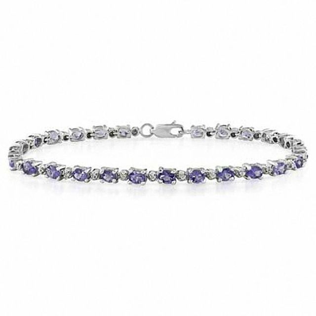 Oval Tanzanite and White Topaz Bracelet in Sterling Silver