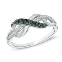 1/5 CT. T.w. Enhanced Black and White Diamond Infinity Loop Ring in Sterling Silver