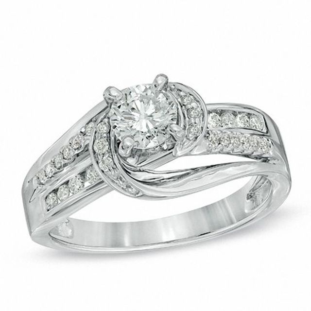 3/4 CT. T.w. Diamond Swirl Engagement Ring in 14K White Gold