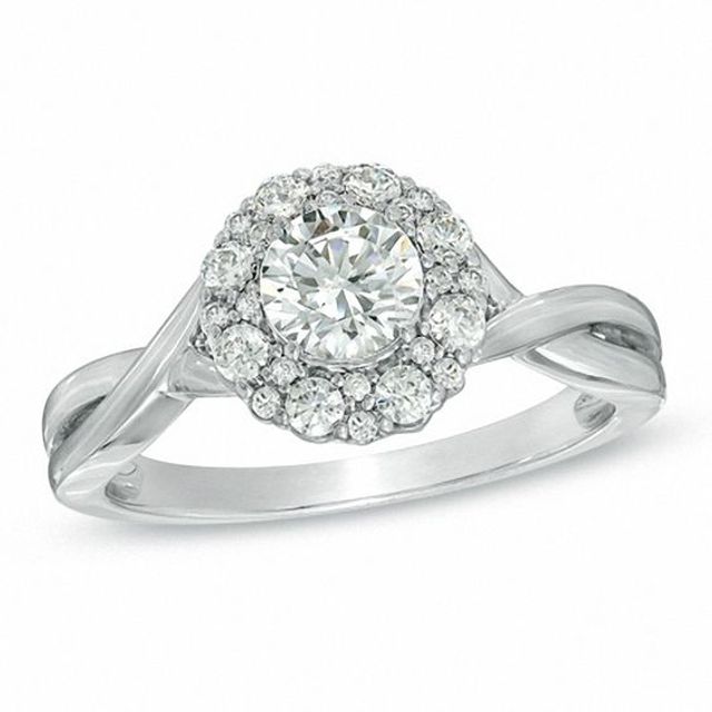 1 CT. T.w. Diamond Twist Shank Engagement Ring in 14K White Gold