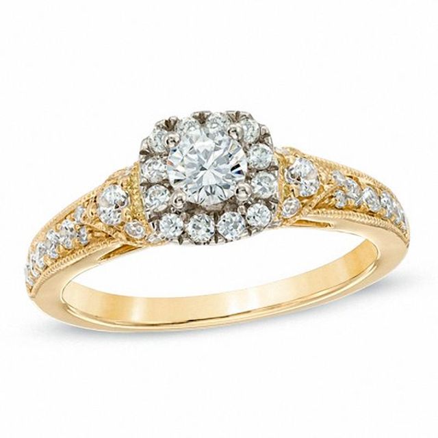 7/8 CT. T.w. Diamond Vintage-Style Engagement Ring in 14K Gold