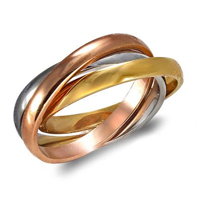 Stacked Orbit Ring Tri-Tone Stainless Steel