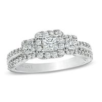 Vera Wang Love Collection 1 CT. T.w. Princess-Cut Diamond Three Stone Engagement Ring 14K White Gold