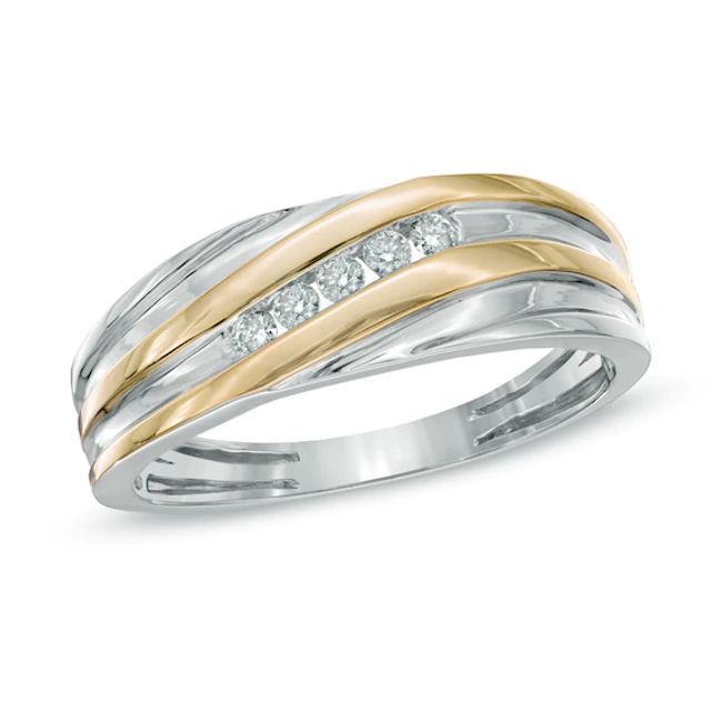 Men's 1/8 CT. T.w. Diamond Ring in 10K Two-Tone Gold