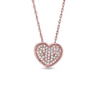 1/8 CT. T.w. Diamond Cluster Heart Pendant in 10K Rose Gold