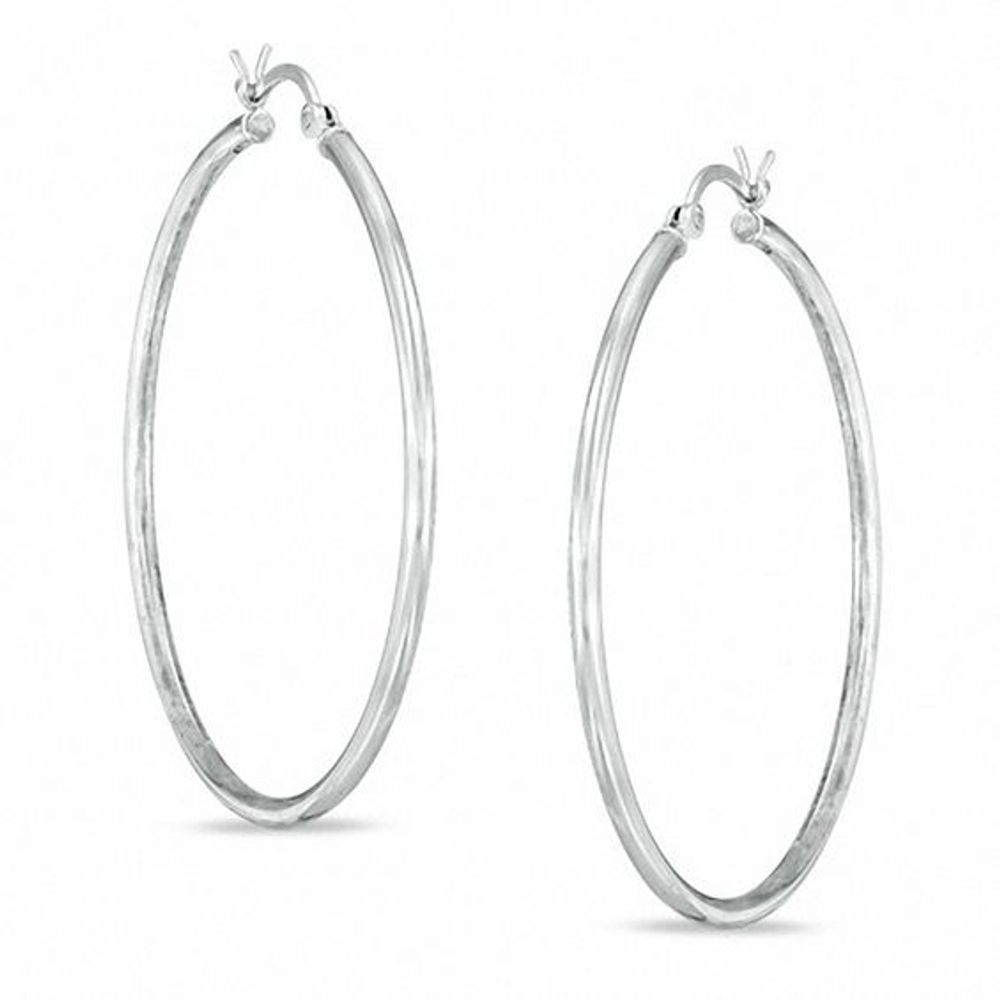 40mm Sterling Silver Plain Tube Hoop Earrings