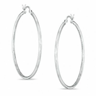 40mm Sterling Silver Plain Tube Hoop Earrings