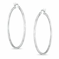 40mm Sterling Silver Plain Tube Hoop Earrings