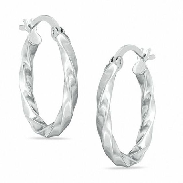 2.4 x 20.6mm Sterling Silver Twisted Hoop Earrings