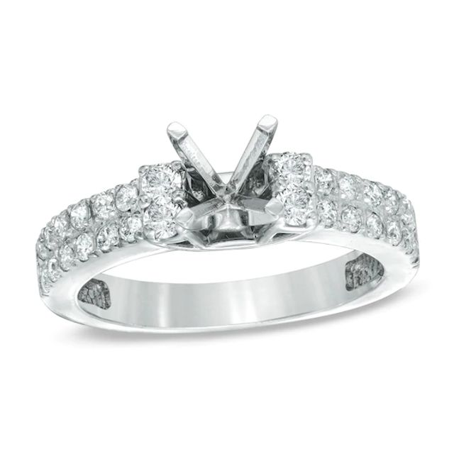 1/2 CT. T.w. Diamond Double Row Semi-Mount in 14K White Gold