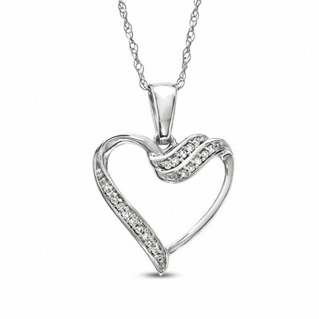1/20 CT. T.w. Diamond Heart Pendant in 10K White Gold