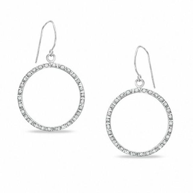 Diamond Fascinationâ¢ Circle Drop Earrings in 14K White Gold