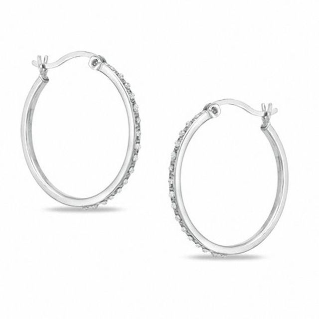 Diamond Fascinationâ¢ Hoop Earrings in Sterling Silver with Platinum Plating