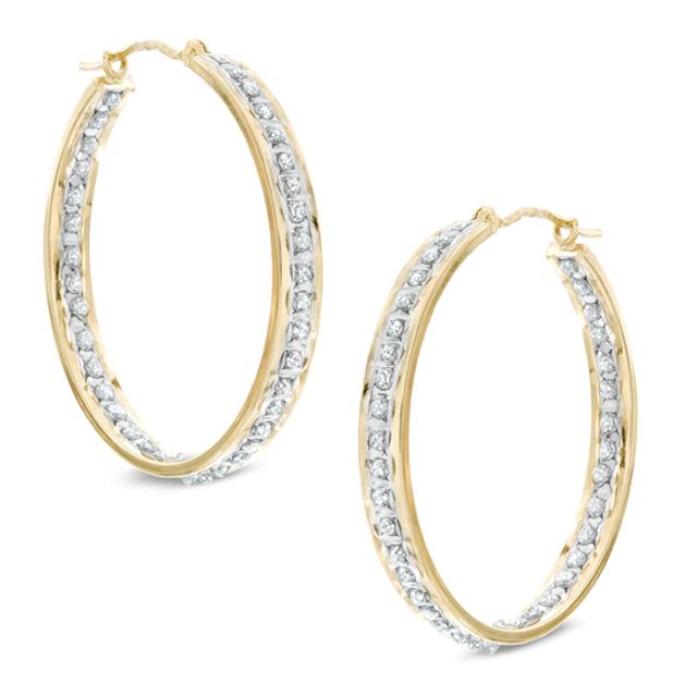 Diamond Fascinationâ¢ Inside-Out Hoop Earrings in 14K Gold