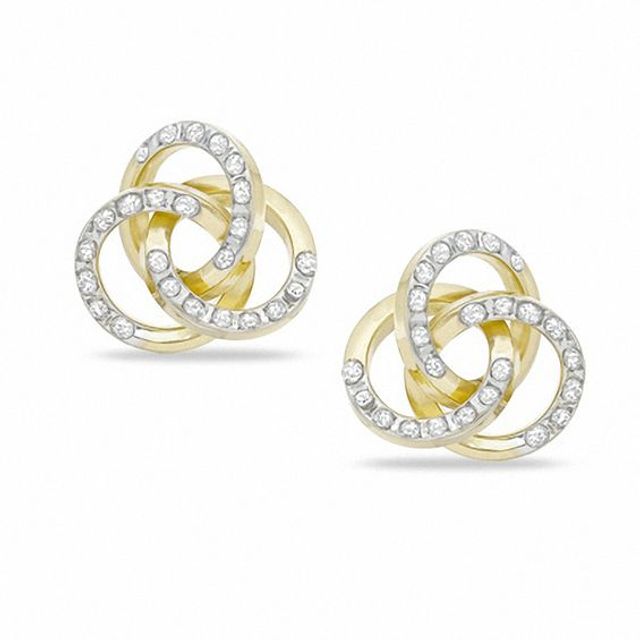 Diamond Fascinationâ¢ Knot Stud Earrings in 14K Gold