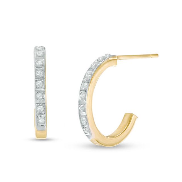 Diamond Fascinationâ¢ J-Hoop Earrings in 14K Gold