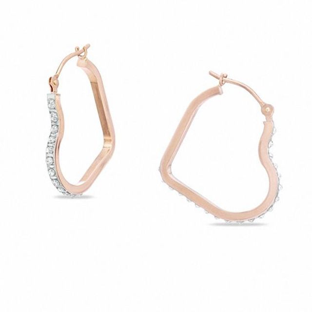 Diamond Fascinationâ¢ Heart-Shaped Hoop Earrings in 14K Rose Gold