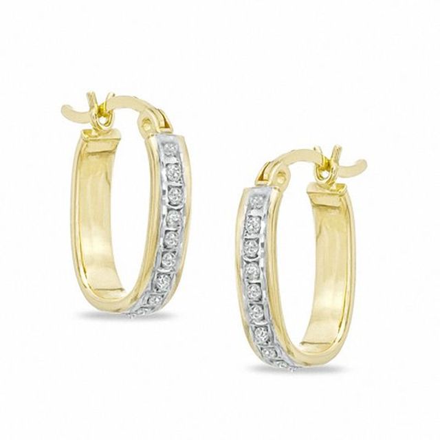 Diamond Fascinationâ¢ U-Hoop Earrings in Sterling Silver and 18K Gold Plate