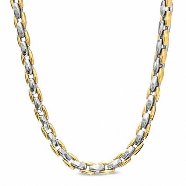 Men's Link Necklace in Polished Two-Tone Stainless Steel - 24"
